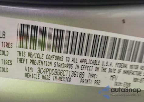 2012 Dodge Journey Sxt из США, поврежденный, VIN 3C4PDDBG6CT136189